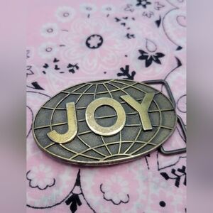 JOY Brass Globe Belt Buckle Vintage